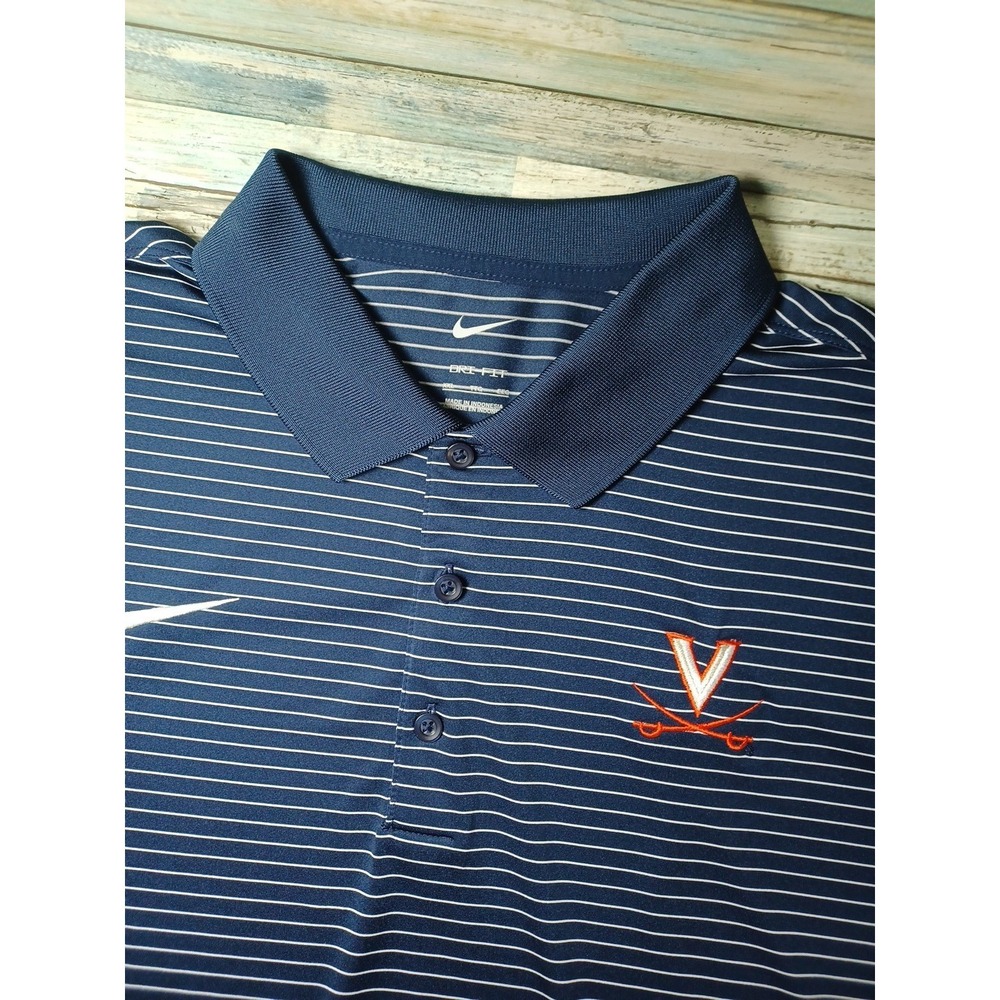 Nike Dri-Fit Mens XXL Short Sleeve Striped Polo NCAA ACC Virginia Cavaliers